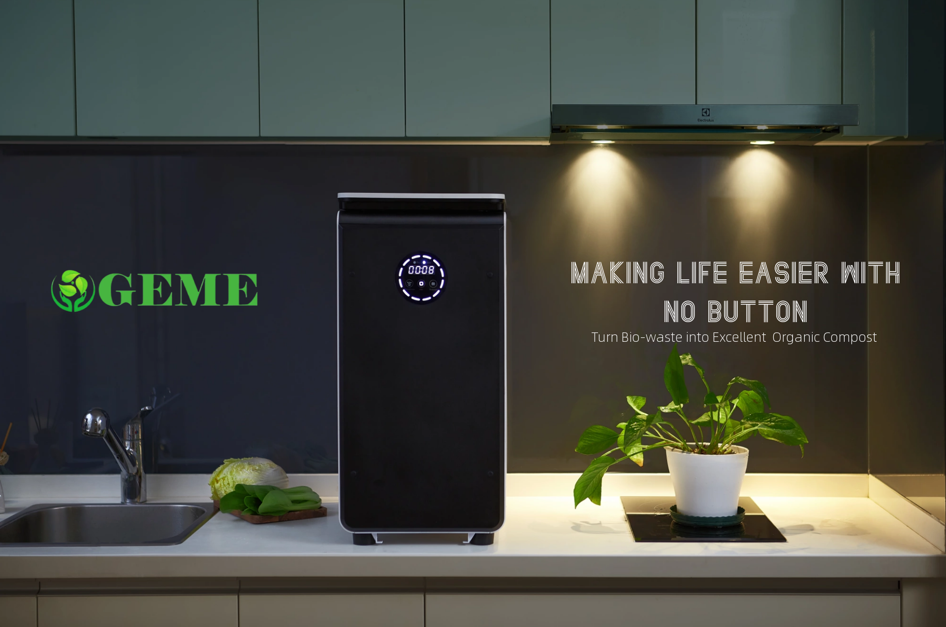 GEME | World's First Bio Smart Electric Composter Kitchen, Turn Food Waste  into Real Organic Compost No Dehydration - 19L Food Cycler Compost Machine